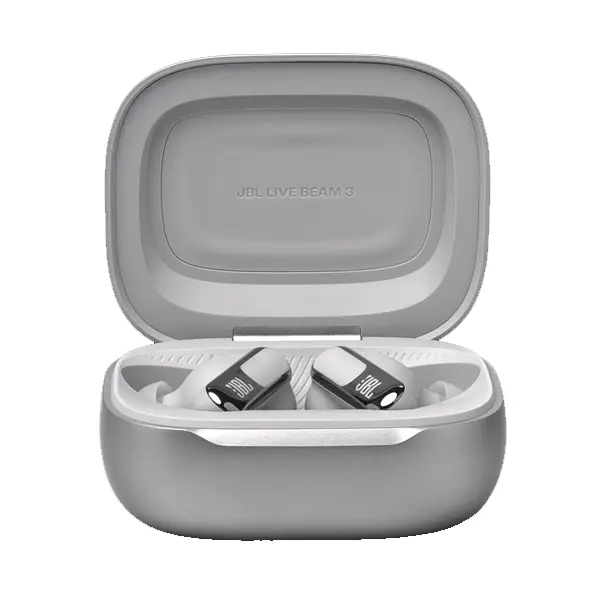 Écouteurs sans fil JBL Live Beam 3 – Audio spatial – IP55 – Réduction de bruit adaptative avec commandes personnalisées – 48h d’autonomie – Gris – Image 4