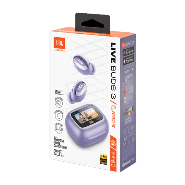 Écouteurs sans fil JBL Live Buds 3 – Audio spatial – 40h d’autonomie – Réduction de bruit adaptative avec commandes personnalisées – Violet – Image 6