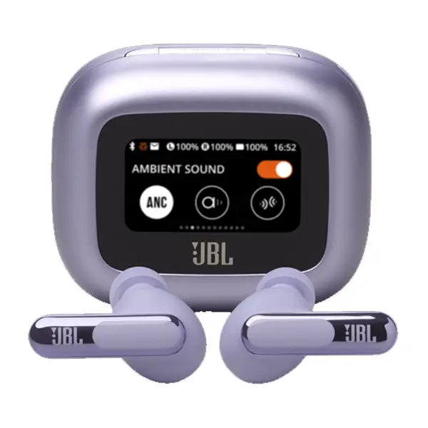 Écouteurs sans fil JBL Live Beam 3 – Audio spatial – IP55 – Réduction de bruit adaptative avec commandes personnalisées – 48h d’autonomie – Violet