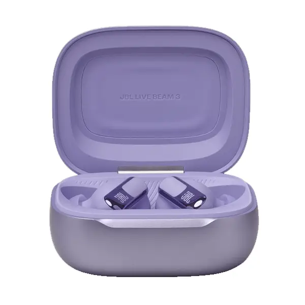 Écouteurs sans fil JBL Live Beam 3 – Audio spatial – IP55 – Réduction de bruit adaptative avec commandes personnalisées – 48h d’autonomie – Violet – Image 5
