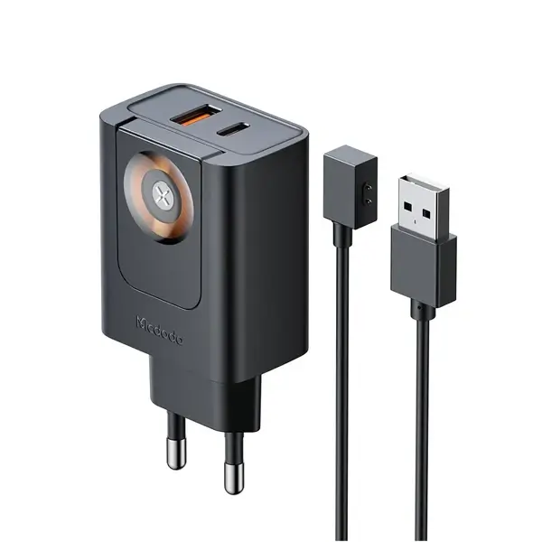 Chargeur compact détachable 2en1 pour iPhone avec chargeur Apple Watch – 1 port type-C – 1 port USB – Chargeur par induction – 30W – Mcdodo CH-730