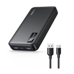 PowerBank - Batterie externe, 20 000 mAh, 22,5 W, chargeur portable USB-C entrée/sortie, PD 3.0, recharge rapide, avec écran numérique, pour iPhone 16/15/14/13, Galaxy S24/S23, Pixel 8, iPad, LG, etc. Noir - UGREEN PB312 25683