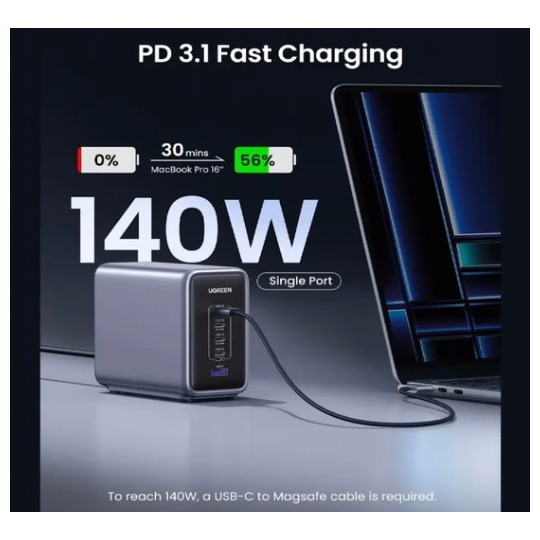 Chargeur Ordinateur Portable USB-C Nexode 300 W, Boitier de charge, station de recharge à 5 ports, GaN compatible a MacBook Pro/Air, Dell XPS, iPhone 16/15, Galaxy S25/S24, iPad Air/Pro, Pixel 9, Steam Deck - UGREEN CD333 90903B – Image 2