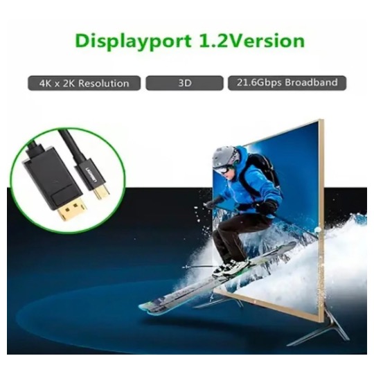 Câble Mini DisplayPort vers DisplayPort - Mini DP vers DP – 1,5 m pour connecter le port Mini DisplayPort ou Thunderbolt d'un Macbook, ordinateur portable, ordinateur de bureau, Ultrabook ... - UGREEN MD105 10477 – Image 2