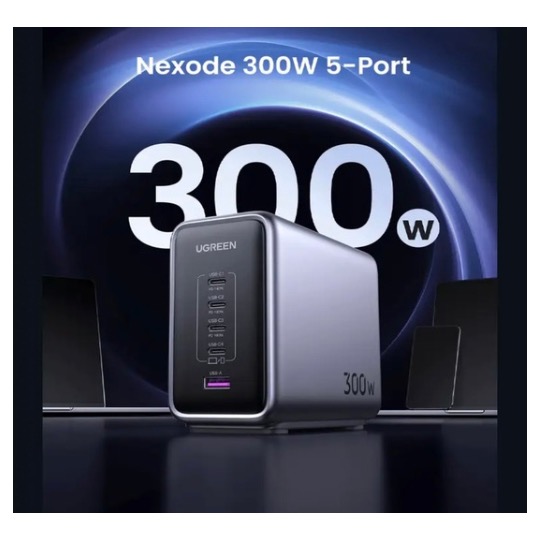 Chargeur Ordinateur Portable USB-C Nexode 300 W, Boitier de charge, station de recharge à 5 ports, GaN compatible a MacBook Pro/Air, Dell XPS, iPhone 16/15, Galaxy S25/S24, iPad Air/Pro, Pixel 9, Steam Deck - UGREEN CD333 90903B – Image 3
