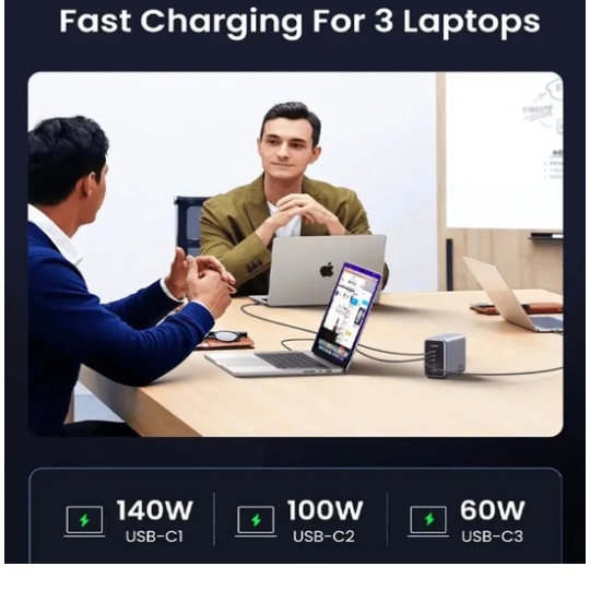 Chargeur Ordinateur Portable USB-C Nexode 300 W, Boitier de charge, station de recharge à 5 ports, GaN compatible a MacBook Pro/Air, Dell XPS, iPhone 16/15, Galaxy S25/S24, iPad Air/Pro, Pixel 9, Steam Deck - UGREEN CD333 90903B – Image 7