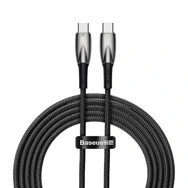 Câble de charge rapide et de transfert de données Baseus Glimmer – Type-C vers type-C – 1m – 100W – 480Mbps – CADH000703 – Image 3