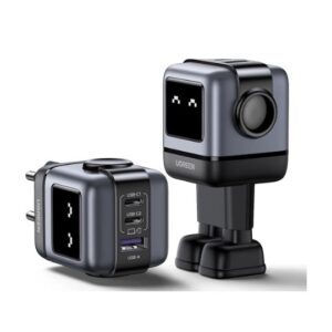 Boitier USB-C UNO 65W à 3 ports Nexode 65 W GaN, écran LED, Boitier en forme de robot, chargeur rapide compact et amusant de type C, adaptateur secteur pour MacBook/HP/Dell/Lenovo, iPhone 17 16 Pro Max, etc. - Noir - UGREEN CD361 25685B