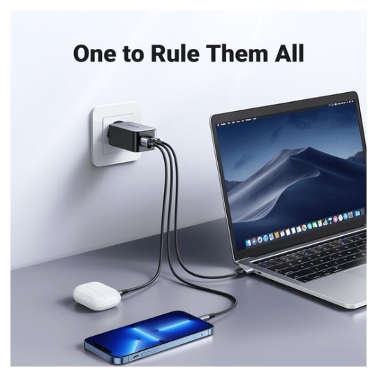 Boitier de Charge UGREEN Nexode 65W USB-C GaN 3 ports (2x USB-C + 1 USB-A) Charge rapide pour Smartphone ( iPhone, Samsung, Huawei...) , tablette, Ordinateur portable, iPad .... UGREEN X553 35042 – Image 4
