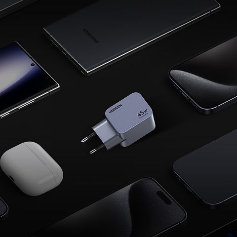 Boitier de charge rapide Dual USB-C PD 45W GaN - iPhone 16, 15, 14 Samsung Galaxy, Huawei, Tablette. UGREEN X707 35008 – Image 2