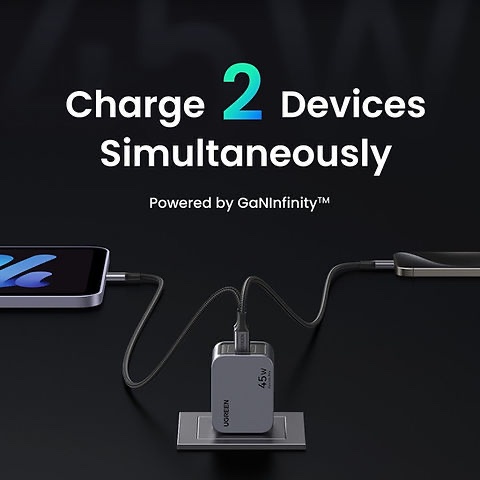 Boitier de charge rapide Dual USB-C PD 45W GaN - iPhone 16, 15, 14 Samsung Galaxy, Huawei, Tablette. UGREEN X707 35008 – Image 9