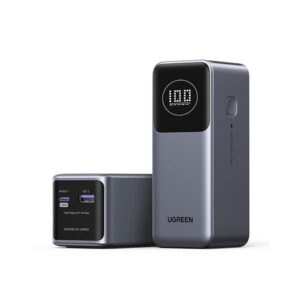 UGREEN Nexode PowerBank 12000mAh 100W PD PPS Chargeur portable rapide avec 1 port USB-C, 1 port USB-A et écran intelligent pour MacBook Air/iPad/iPhone 16/Galaxy S24/Steam Deck/Google ... - UGREEN PB724 35526B