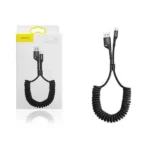 Câble de charge à ressort rapide Baseus Fish eye Spring Data – USB vers Lightning 2A – 1m – Noir – CALSR-01