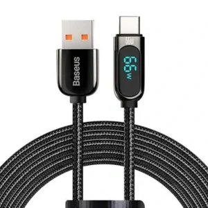 Câble de charge rapide et de transfert de données Baseus Display – 66W – 1m – USB vers Type-C – Noir – CASX020001