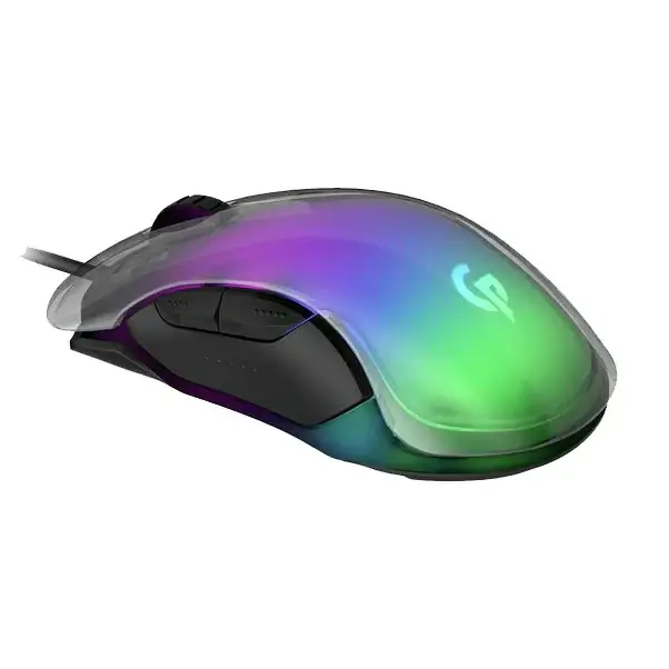 Souris à coque en cristal Porodo Gaming RGB 8D 12800 DPI | Souris de jeu au design ergonomique – Noir – Image 2