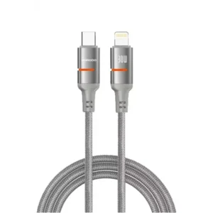 Câble tressé de charge rapide et transfert données Porodo Type-C vers Lightning, 30W, Longueur 3m – PD CBL0031 GY L – Gris