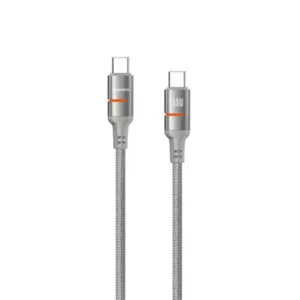 Câble tressé de charge rapide et transfert données Porodo – Type-C vers Type-C avec lumière LED – 60W – 1,2m – PD-CBL0028-GY-C