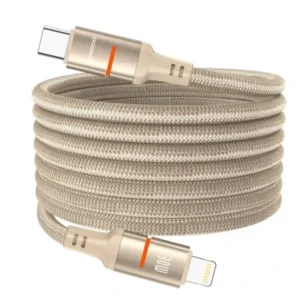 Câble tressé magnétique Type-C vers Lightning, 30W, charge rapide et transfert données Porodo, longueur 1.2 m – PD CBL0030 GD L - Or