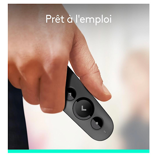 Logitech R500s de classe 1 Bluetooth et USB Télécommande de présentation laser/ Télécommande de présentation - Compatibilité universelle, portée de 20 m, personnalisable - Gris foncé – Image 2
