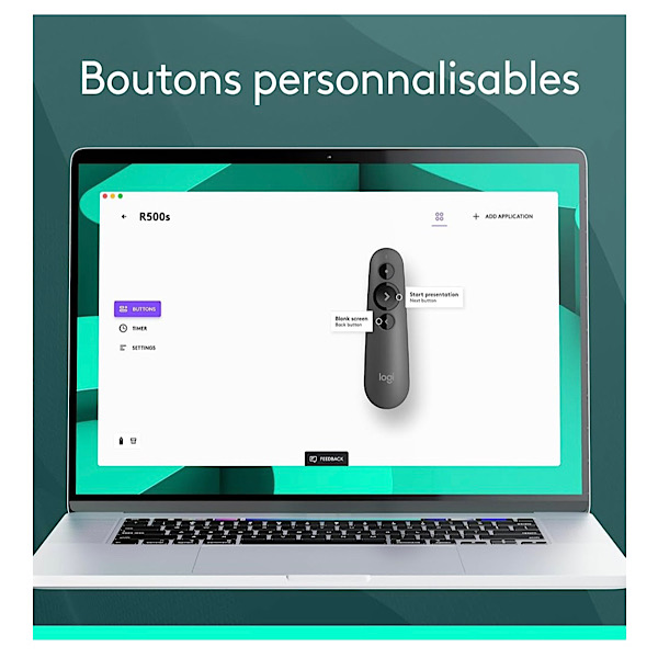 Logitech R500s de classe 1 Bluetooth et USB Télécommande de présentation laser/ Télécommande de présentation - Compatibilité universelle, portée de 20 m, personnalisable - Gris foncé – Image 5