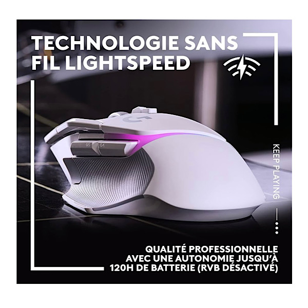 Logitech G G502 X PLUS LIGHTSPEED Souris Gaming RVB Sans Fil - Souris optique boutons hybrides LIGHTFORCE, LIGHTSYNC RVB, Capteur gaming HERO 25K, Compatible avec PC - macOS/Windows - Blanc – Image 7