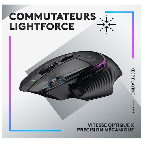 Logitech G G502 X PLUS LIGHTSPEED Souris Gaming RVB Sans Fil - Souris optique boutons hybrides LIGHTFORCE, LIGHTSYNC RVB, Capteur gaming HERO 25K, Compatible avec PC - macOS/Windows - Noir – Image 8