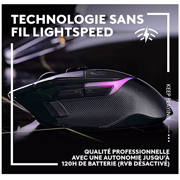 Logitech G G502 X PLUS LIGHTSPEED Souris Gaming RVB Sans Fil - Souris optique boutons hybrides LIGHTFORCE, LIGHTSYNC RVB, Capteur gaming HERO 25K, Compatible avec PC - macOS/Windows - Noir – Image 7
