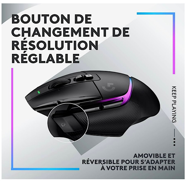 Logitech G G502 X PLUS LIGHTSPEED Souris Gaming RVB Sans Fil - Souris optique boutons hybrides LIGHTFORCE, LIGHTSYNC RVB, Capteur gaming HERO 25K, Compatible avec PC - macOS/Windows - Noir – Image 11