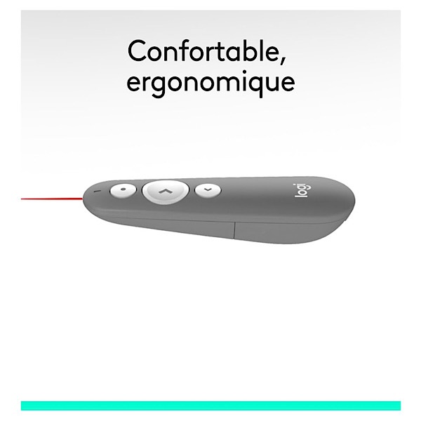 Logitech R500s de classe 1 Bluetooth et USB Télécommande de présentation laser/ Télécommande de présentation - Compatibilité universelle, portée de 20 m, personnalisable - Gris clair – Image 7