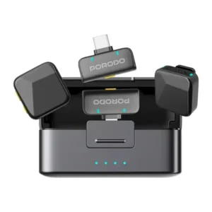Micro cravate sans fil Orion Lavalier Porodo – 5h d’autonomie, Connecteur Type-C, Lightning, Réduction de bruit, Compatible avec tout appareil doté d’un connecteur Type-C et Lightning, Distance de transmission 15m à 20m – PDLAMPHF75BK