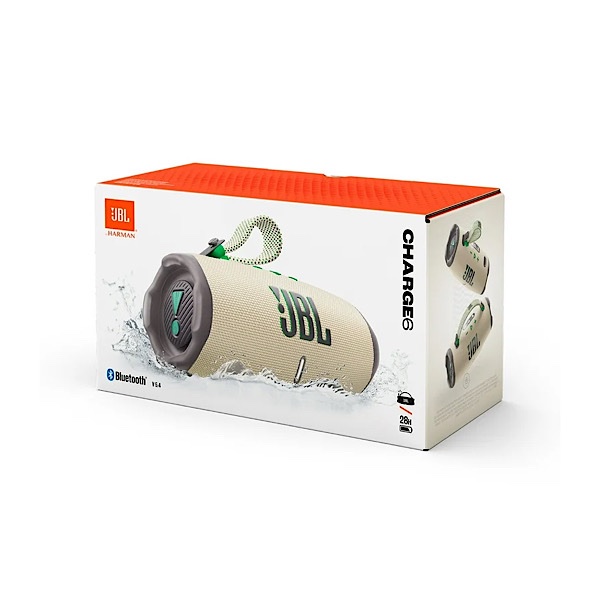 JBL Charge 6 - Enceinte portable Bluetooth, Son JBL Pro intense avec AI Sound Boost, Étanche, 28h d’autonomie, Sangle poignée robuste, Chargeur portable intégré, Auracast™ , Sable
