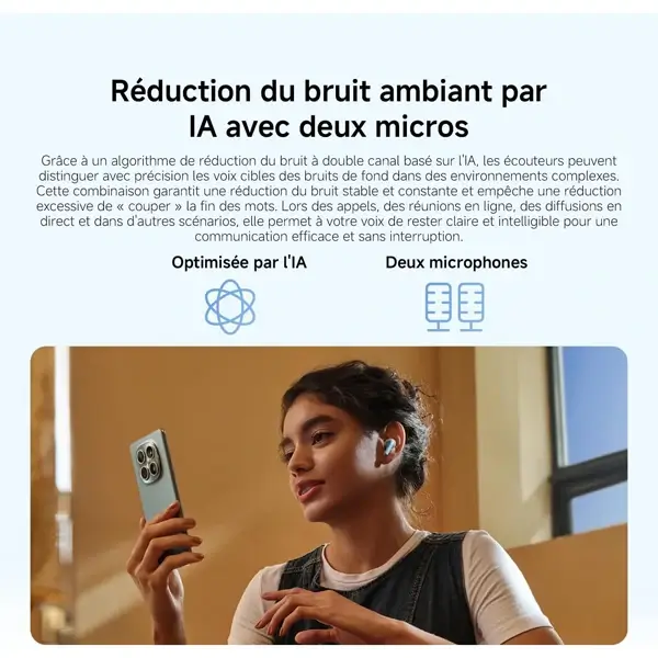 Redmi Buds 8 Lite - Écouteurs sans fil, 8h d’autonomie et 36h avec l’étui de chargement – BT 5.4 – Réduction active du bruit – Connexion simultanée – BHR08OMGL – Image 3