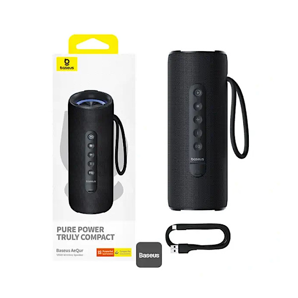 Baseus AeQur VO20 - Enceinte portable sans fil, Bluetooth, Portée jusqu’à 10m, IPX5, Son immersif à 360° avec basses renforcées, Rétroéclairage RGB coloré – Image 3