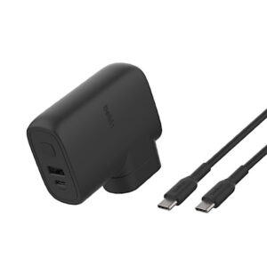 Belkin Chargeur à multiples têtes avec PowerBank intégré – charge par secteur 25W, PowerBank 5K de 20W, 1 port USB-C + 1 port USB-A, BPZ003BT1MBK-B6