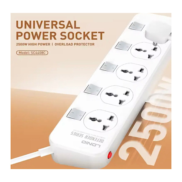 LDNIO SC4408C Multiprise - Prise d'extension 4 AC et 4 USB bande de puissance Plug UE – Image 3