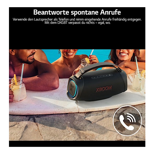 LG XBOOM Go XG8T - Enceinte Bluetooth Ultrapuissante, 15h d’autonomie, 120W, IP67, Sangle hybride, BT 5.1, Android, IOS - Noir – Image 10