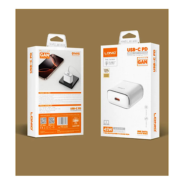 LDNIO Q1415 - Boitier de charge rapide 45W Type C (Câble offert USB-C vers USB-C) – Image 7
