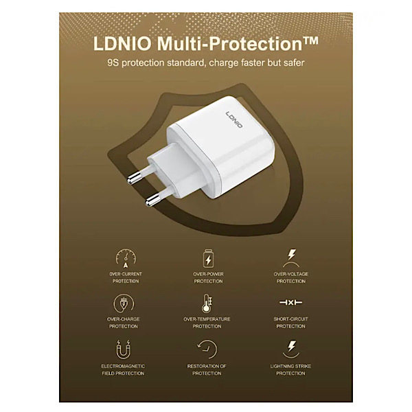 LDNIO Q1415 - Boitier de charge rapide 45W Type C (Câble offert USB-C vers USB-C) – Image 5