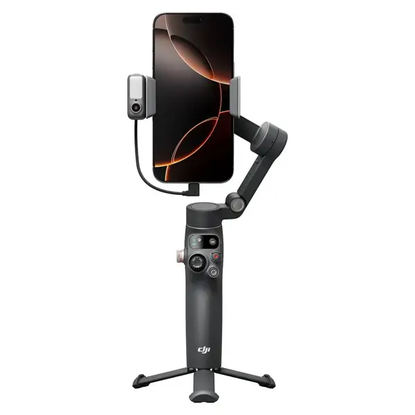 DJI Osmo Mobile 8 – Stabilisateur gimbal pour smartphone, Pliable, Attache magnétique, Portrait/Paysage, 10h d’autonomie, Bluetooth 5.3, Module multifonctionnel, Barre d’extension intégrée