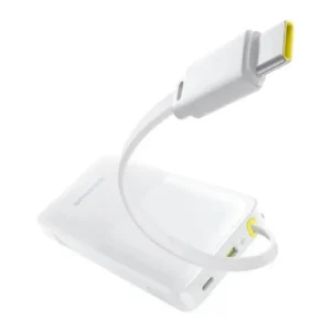 PowerBank à charge rapide Baseus Bipow 2 – 10000mAh – 20W – 1 câble type-c intégré – 1 support USB et 1 support type-c – Indicateur LED numérique pour suivre le niveau de batterie – Blanc – P10077101213-00