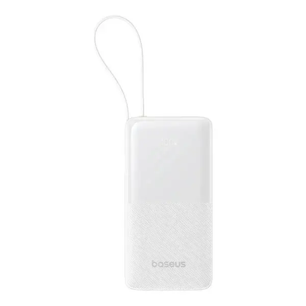 PowerBank à charge rapide Baseus Bipow 2 – 10000mAh – 20W – 1 câble type-c intégré – 1 support USB et 1 support type-c – Indicateur LED numérique pour suivre le niveau de batterie – Blanc – P10077101213-00 – Image 2