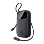 PowerBank à charge rapide Baseus QPow 3 – 20000mAh | 22,5W – 2 câbles Type-C et Lightning intégrés, indicateur LED numérique pour suivre le niveau de batterie – Noir