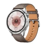 Montre connectée Huawei Watch GT6 46mm, Jusqu’à 21 jours d’autonomie, Bluetooth, GPS, Étanchéité IP68 + IP69 (50m) – Acier inoxydable, Bracelet en cuir marron