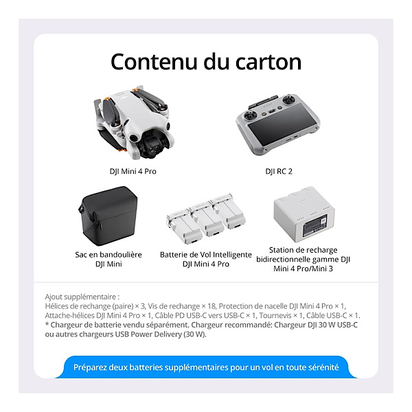 DJI Mini 4 Pro Fly More Combo avec RC 2 (Radiocommande avec Écran), Mini Drone Pliable avec Caméra 4K, Moins de 0,549 lb/249 g, Temps de Vol de 34 min, 2 Batteries Supplémentaires, C0 – Image 6