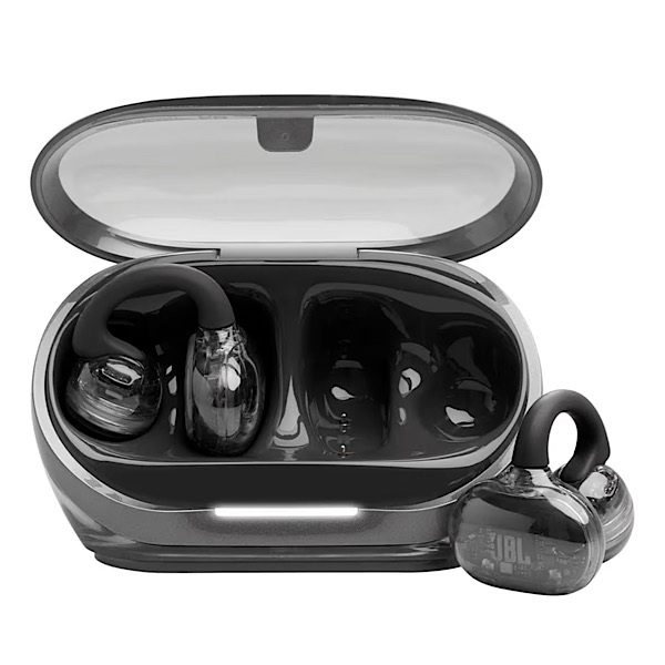 JBL Soundgear Clips True Wireless écouteurs Ouverts sans Fil, SonicArc Design, jusqu'à 32 h d'autonomie Totale, résistance à l'eau et à la poussière IP54, Technologie JBL OpenSound, Ghost Black