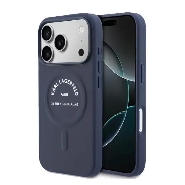 Coque pour iPhone 17 Pro Max - en PU avec boutons logo Karl RSG Karl Lagerfeld, MagSafe, Protection des rayures et autres dommages – Navy – KLOHMP17XPSKRSGEB – Image 2
