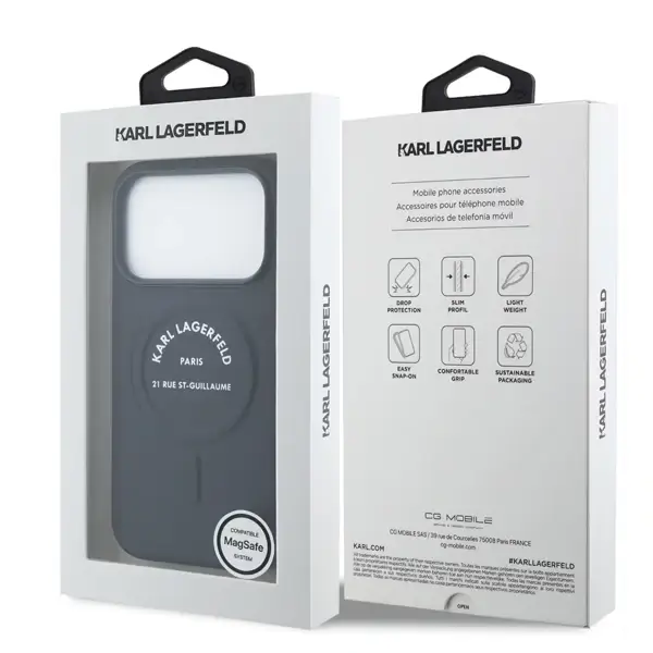 Coque pour iPhone 17 Pro Max - en PU avec boutons logo Karl RSG Karl Lagerfeld, MagSafe, Protection des rayures et autres dommages – Navy – KLOHMP17XPSKRSGEB – Image 3