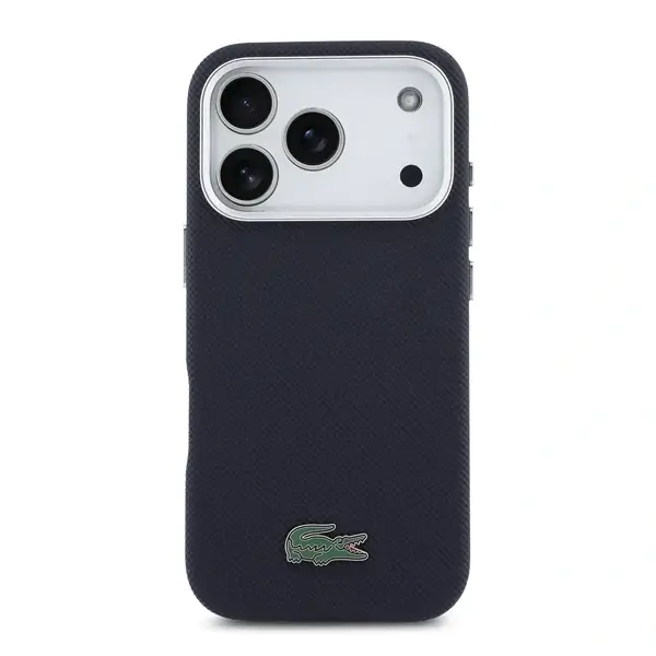 Coque pour iPhone 17 Pro - coque Lacoste – MagSafe – Étui en cuir enveloppant avec motif petit piqué – Protection des rayures et autres dommages – Navy – LCFCMP17LPLAV – Image 2