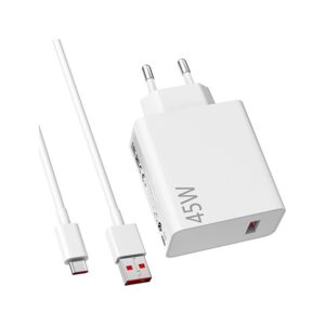 Xiaomi 45W HyperCharge Combo (Type-A) - Chargeur de 45 W, Port USB, câble USB-C, Identification Intelligente des appareils, Blanc