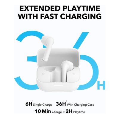 Soundcore K20i by Anker, écouteurs Semi-internes, 36h d'autonomie, Charge Rapide, Port Confortable, appels clairs avec 2 micros ENC, égalisation personnalisée, IPX5, Bluetooth 5.3, contrôle par app - Blanc – Image 2